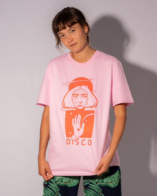 Disco T-Shirt | Pinkes Shirt mit Druck auf der Brust